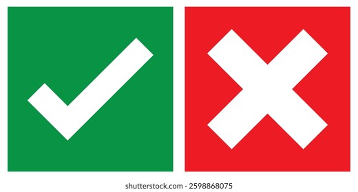 Check mark and cross mark icons . 1176