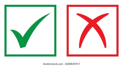 Check mark and cross mark icons design eps 10