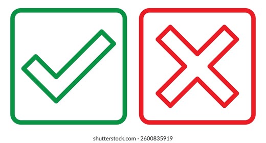 Check mark and cross mark icons design eps 10