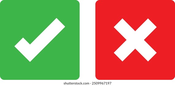 Marca de verificación e iconos de marca cruzada. Archivo de Vector EPS