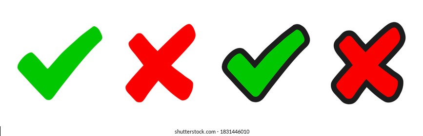 Check mark and cross icons - stock vector