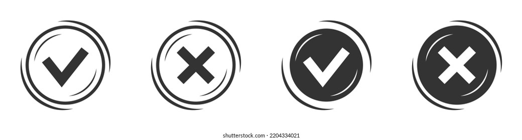 Check mark and cross icons. Tick sign. Vector illustration.