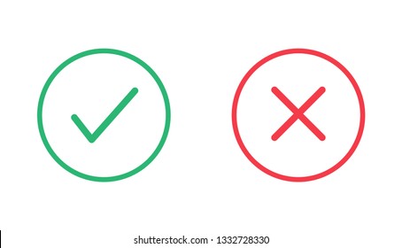 Check mark and cross icons. Vector illustration