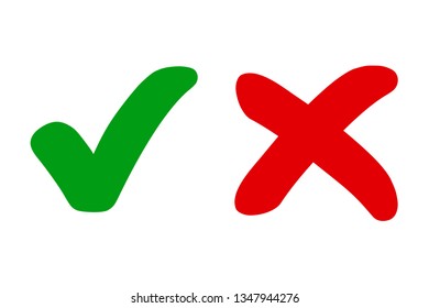 Check mark and cross icons - vector