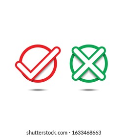 Check Mark and Cross Mark Icons. Vector illustration