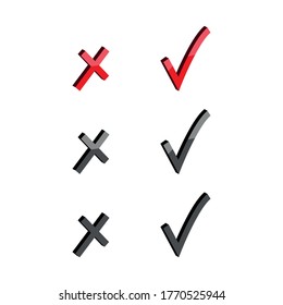 Marcar e iconos cruzados. Ilustración de material vectorial
