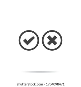 Check mark and cross icon.Tick sign.True and false concept