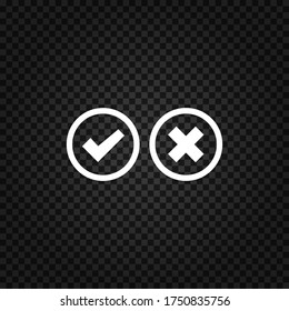 Check mark and cross icon.Tick sign.True and false concept