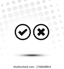 Markieren und kreuzen Sie Symbol.Tick sign.True und false concept
