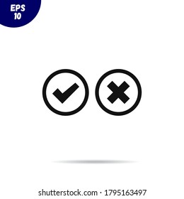 Check mark and cross icon.Tick sign.True and false concept