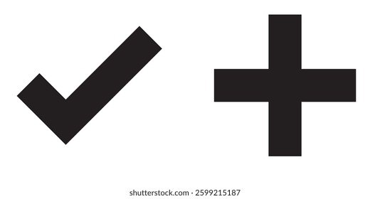 Check mark and cross line icon with simple and modern design