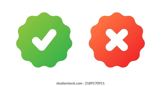 Check Mark And Cross Mark Medal Icons