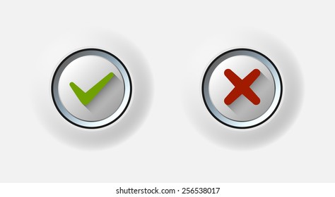 check mark and cross on buttons