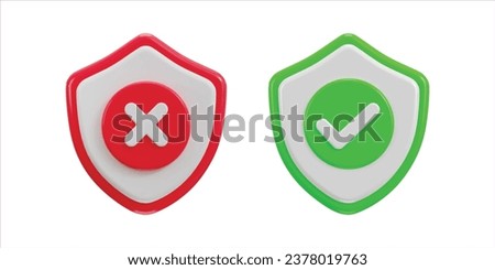 check mark and cross mark with protect shield icon set