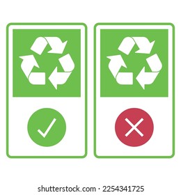 Check Mark And Cross Recycleable Signs Vectorart