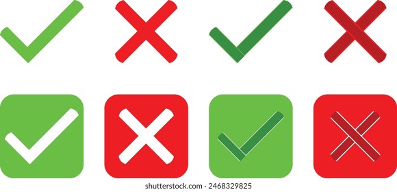 check mark and cross mark set