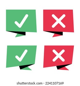 Check Mark And Cross Sharp Modern Ribbon Banners Vectorart