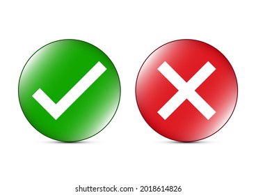 Check mark and cross sign on circle icon vector illustration