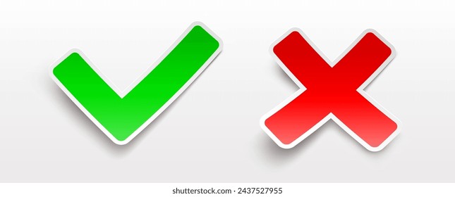 Check mark and cross signs icons - vector illustration.