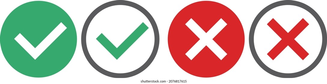 Check mark and Cross mark. Simple vector image.