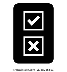Check mark and cross symbol checkboxes on black rounded rectangle icon