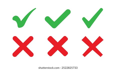 Marca de verificación y símbolos cruzados