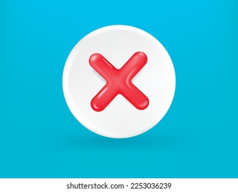 Check mark with cross. Tick checkmark green color. Tick checkmark red color. Realistic 3d design In plastic cartoon style. Icon isolated on white background. Vector illustration