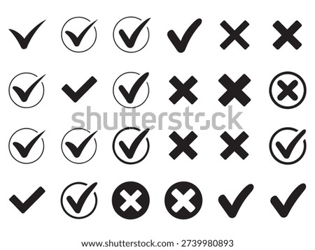 Check Mark and Cross Validation Icons Set