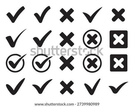 Check Mark and Cross Validation Icons Set