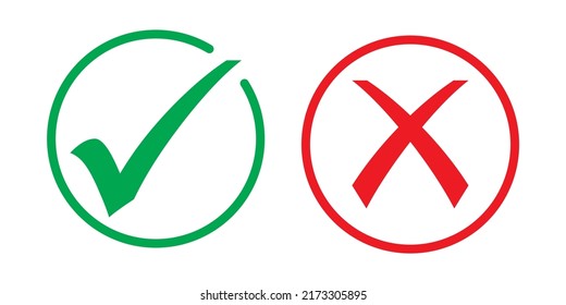 Check mark. Check and cross vector icon. Yes and No symbols. Cross check mark on a white background. Vector sign isolated symbol. Set of checkmark icons. svg