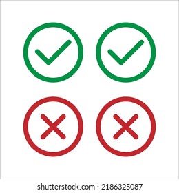 Marcar la marca y el icono cruzado o x en un estilo plano sobre fondo blanco