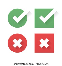 Check mark and crosses. Yes and No icons
