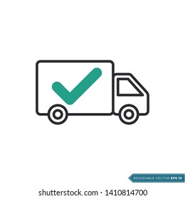 Check Mark Delivery Service, Logistic Trucking Icon Template Flat Design