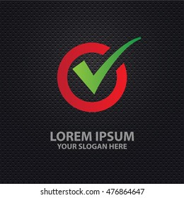 Check mark design on dark background,vector