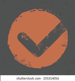 Check mark design on grunge background, grunge vector