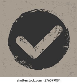 Check mark design on grunge background, grunge vector