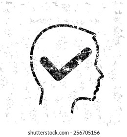 Check mark design on old paper,grunge vector