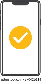 Check mark displayed on smartphone screen