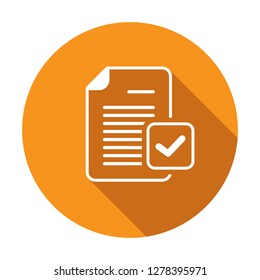 Check mark document file page verified icon. Vector icon