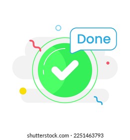 check mark, done concept illustration flat design vector eps10. modern graphic element for landing page, button, empty state ui