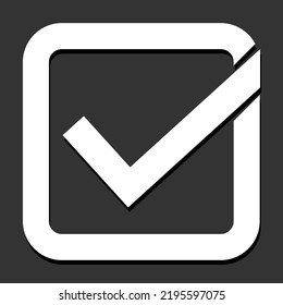 Check mark or done mark inside a box used as a sign of completing tasks or completing work in the daily planner or to-do list