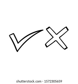check mark doodle dicon vector hand drawing 