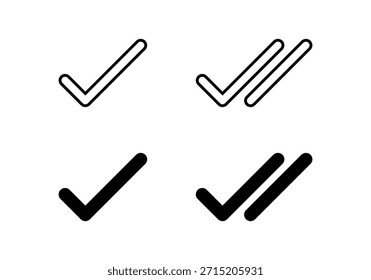 Marca de verificación e icono de doble marca. Símbolo de mensaje enviado
