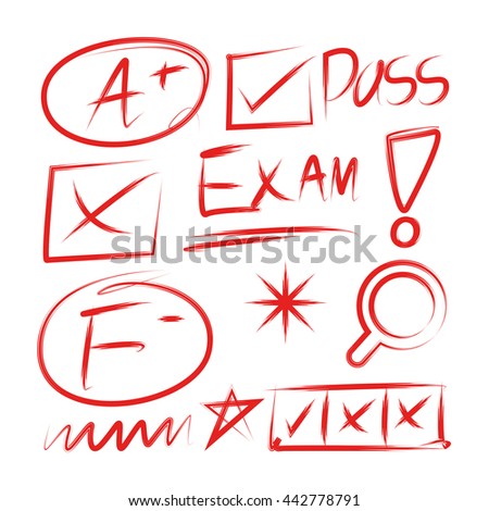 check mark, exam results, highlighter elements