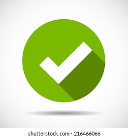 Check Mark  Flat Icon with long Shadow. Vector Illustration. 