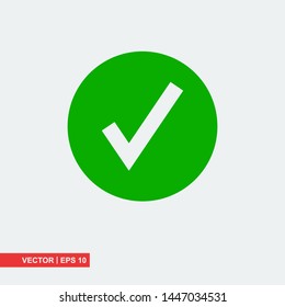 Check mark flat icon on white background, vector illustration