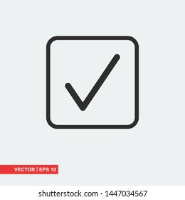 Check mark flat icon on white background, vector illustration