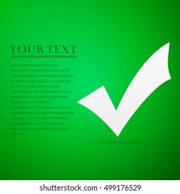 Check mark flat icon on green background. Adobe illustrator