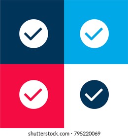 Check mark four color material and minimal icon logo set in red and blue