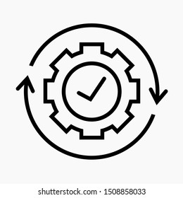 Check mark in gear. Commercial line vector icon for websites and mobile minimalistic flat design.